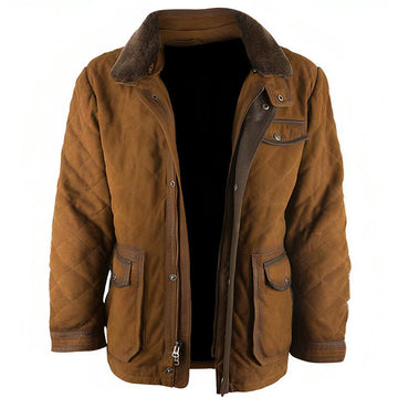 Men's Multi-pocket Warm Diamond Check Jacket
